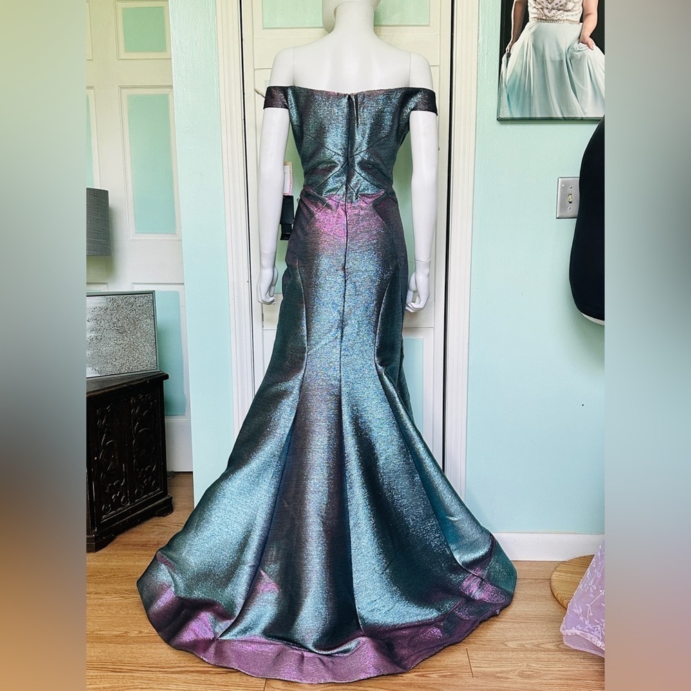 Size 12 Blue Pink Color Changing Gown Prom Dress Mermaid Pageant Off Shoulder - Picture 2 of 5
